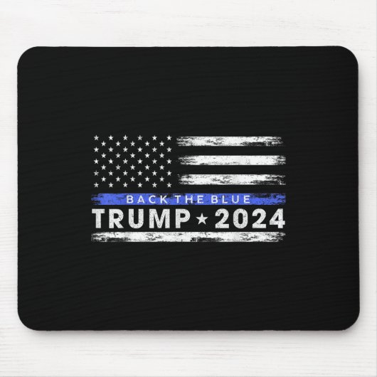 Pro Trump 2024 Back The Blue Thin Blue Line Muismat (Voorkant)