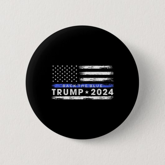 Pro Trump 2024 Back The Blue Thin Blue Line Ronde Button 5,7 Cm (Voorkant)