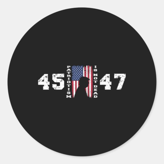 Pro Trump 45 47 Patriottisme is niet dood FLA Ronde Sticker (Voorkant)