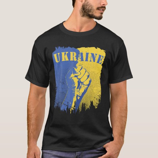 Pro Ukraine Flag Fist steunt Oekraïens verzet T-shirt (Voorkant)