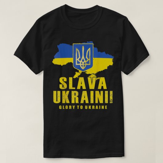 Pro Ukraine Slava Ukraine Glory to Ukraine Embleem T-shirt (Design voorkant)