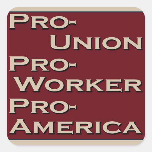 Pro-Union 1940's Style Design Vierkante Sticker (Voorkant)