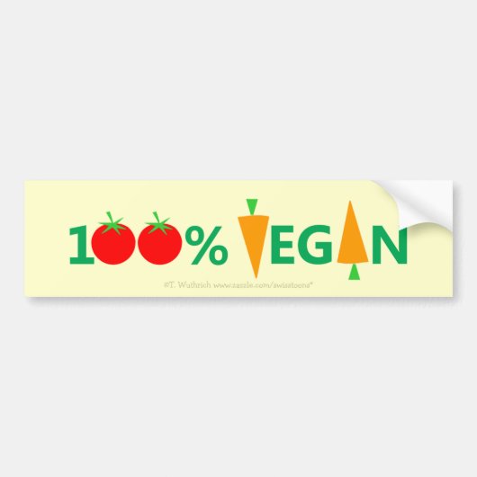 Pro Vegan Veggies Cartoon Art Carrots Tomates Bumpersticker (Voorkant)