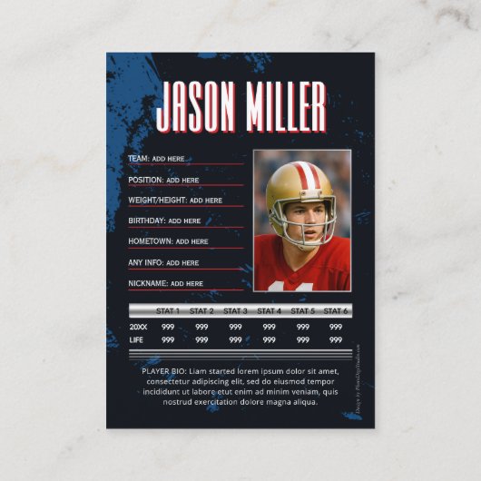 PRO Voetbalkaart met Stats Speler Ruilkaart  Contactkaartje (Achterkant)