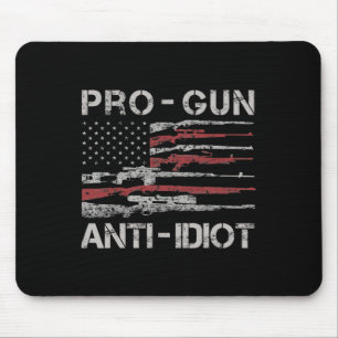 Pro wapen anti idioot shirt vintage Usa vlag 2e Am Muismat