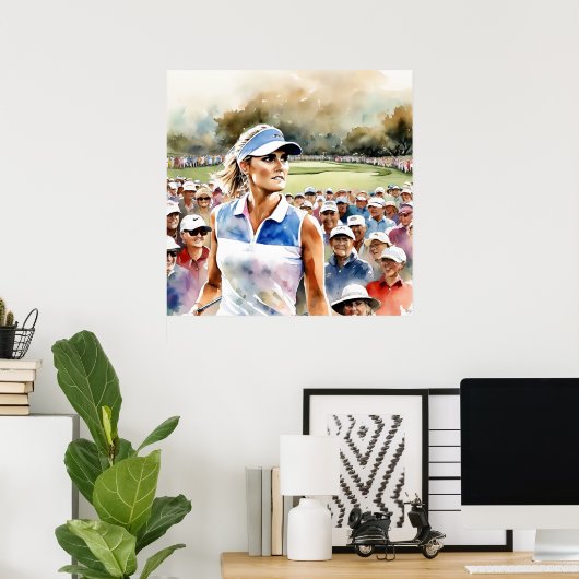 Pro Woman Golfer - Golf Art Print (Thuiskantoor)