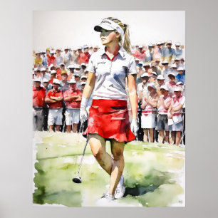 Pro Woman Golfer - Golf Art Print
