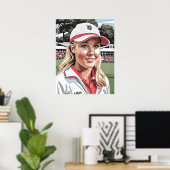 Pro Woman Golfer - Golf Art Print (Thuiskantoor)