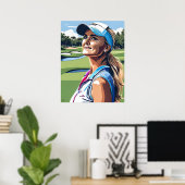 Pro Woman Golfer - Golf Art Print (Thuiskantoor)