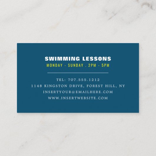 Pro Zwemmer, Zwemcoach & Badmeester Visitekaartje (Achterkant)