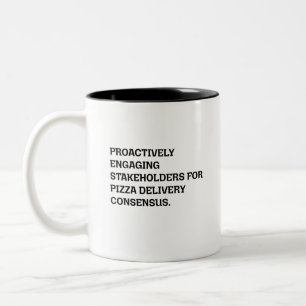 Proactief Betrekken van Stakeholders Pizza Humor Tweekleurige Koffiemok