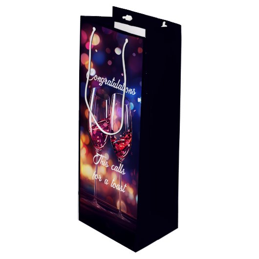 Proasting wijnglas Gefeliciteerd Wijn Cadeautas (Voorkant Gekanteld)