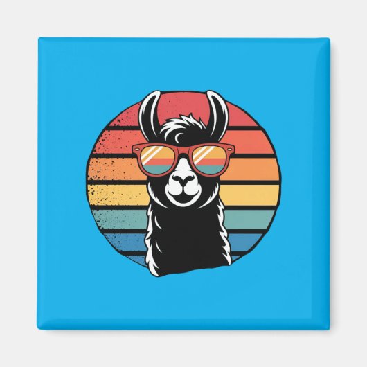 Prob Llama - Zonsondergang Alpaca Cadeau Magneet (Voorkant)