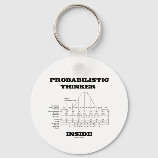 Probabilistische Thinker Inside (Bell Curve Humor) Sleutelhanger (Voorkant)