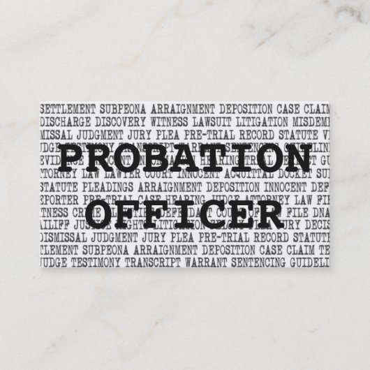 Probation Officer Legal Words Visitekaartje (Voorkant)