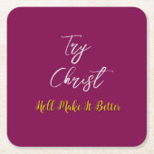 Probeer Christ Burgundy Kartonnen Onderzetters (Voorkant)