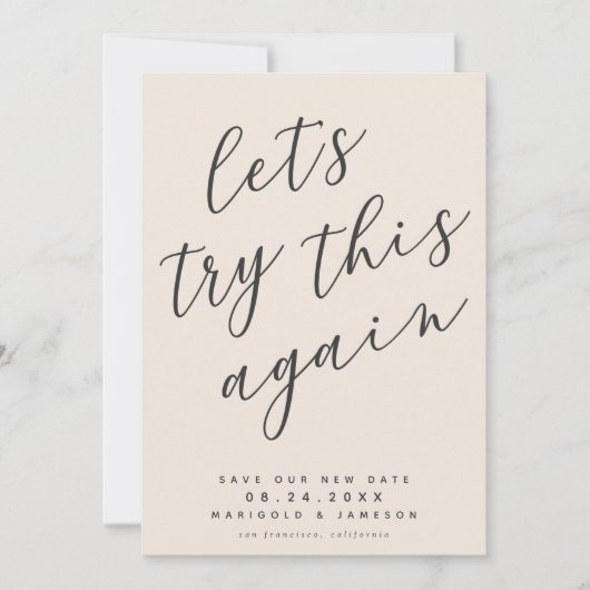 Probeer dit opnieuw Nieuw sparen de Datum Save The Date (Voorkant)