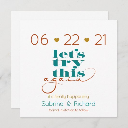 Probeer dit opnieuw Vette Blauwgroen Rust Gold Sav Kaart (Voorkant / Achterkant)