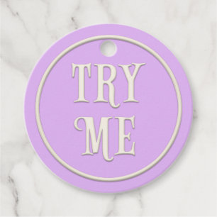 "Probeer een" Wonderland Tea Party Pastel Paars Bedankjes Labels