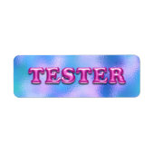 Probeer Fuchsia Roze Blauw 3D Tester Monster Conta Etiket (Voorkant)