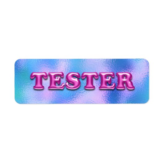 Probeer Fuchsia Roze Blauw 3D Tester Monster Conta Etiket (Voorkant)