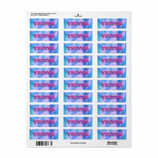 Probeer Fuchsia Roze Blauw 3D Tester Monster Conta Etiket (Full Sheet)