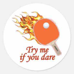Probeer me Flaming Ping Pong Ronde Sticker
