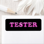 Probeer me fuchsia roze 3D tester monster containe Etiket (Insitu)