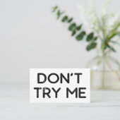 Probeer me geen papieren zakdoekje visitekaartje (Staand voorkant)