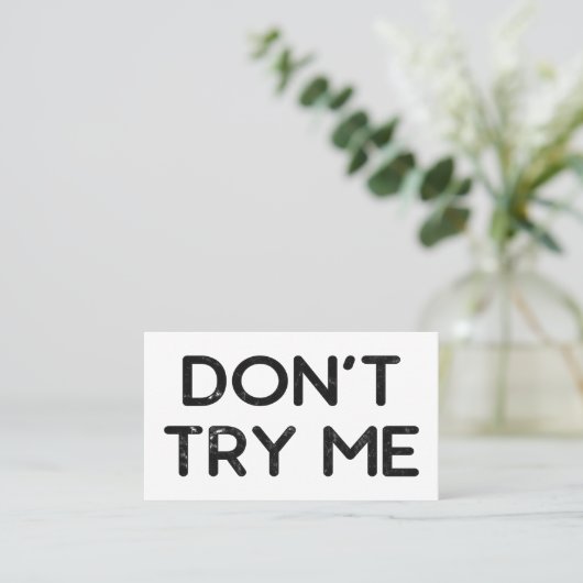 Probeer me geen papieren zakdoekje visitekaartje (Staand voorkant)