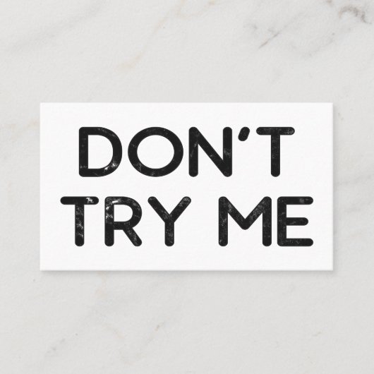 Probeer me geen papieren zakdoekje visitekaartje (Voorkant)