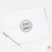Probeer me Glitter Silver Grey Tester Sample Conta Ronde Sticker (Envelop)