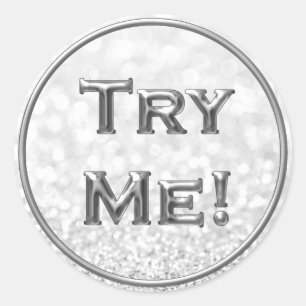 Probeer me Glitter Silver Grey Tester Sample Conta Ronde Sticker