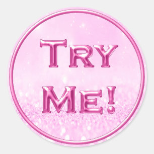 Probeer me Glitter Snoep Roze Tester Sample Contai Ronde Sticker