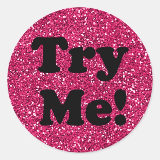 Probeer me glitter zwart roze tester monster conta ronde sticker (Voorkant)