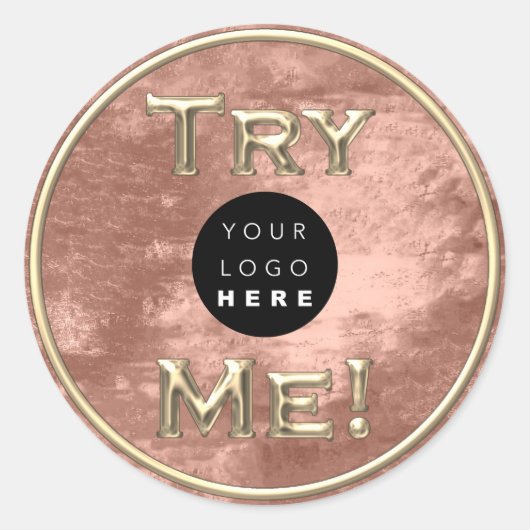 Probeer me Logo Gold Tester Sample Container Roos Ronde Sticker (Voorkant)