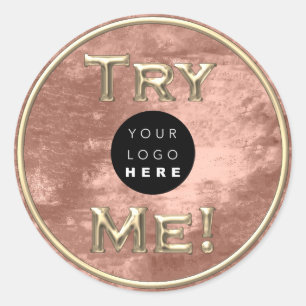 Probeer me Logo Gold Tester Sample Container Roos Ronde Sticker