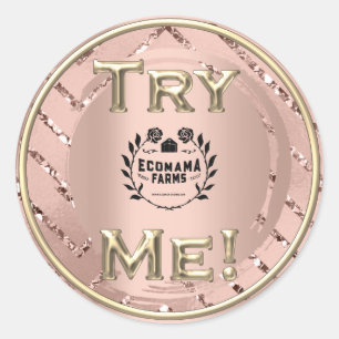 Probeer me Logo Roos Modern Tester Sample Containe Ronde Sticker