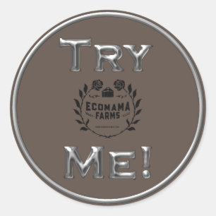 Probeer me Logo Silver Product Tester Sample Conta Ronde Sticker