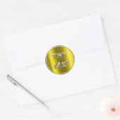 Probeer me Mustard Yellow Gold Tester Sample Conta Ronde Sticker (Envelop)