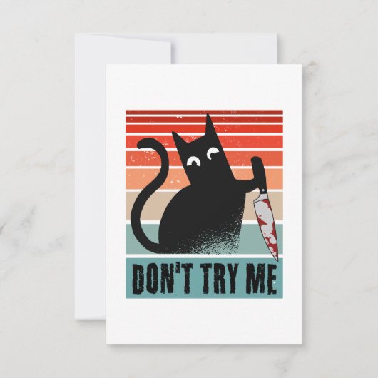 Probeer me niet, Moody Cat met mes Invitation Bedankkaart (Voorkant)