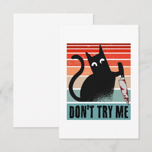 Probeer me niet, Moody Cat met mes Invitation Bedankkaart (Voorkant / Achterkant)