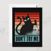 Probeer me niet, Moody Cat met mes Invitation Briefkaart (Voorkant / Achterkant)