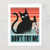 Probeer me niet, Moody Cat met mes Invitation Flyer (Voorkant)