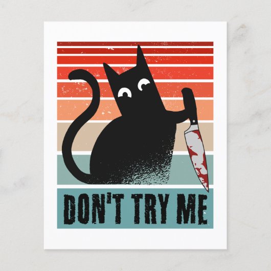 Probeer me niet, Moody Cat met mes Invitation Flyer (Voorkant)