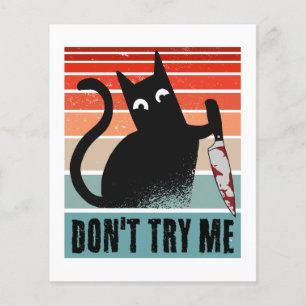 Probeer me niet, Moody Cat met mes Invitation Flyer