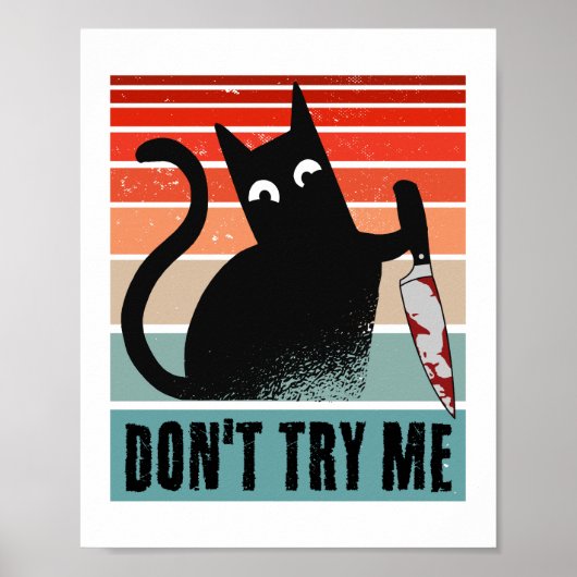 Probeer me niet, Moody Cat met mes Invitation Poster (Voorkant)