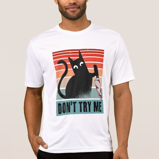 Probeer me niet, Moody Cat met mes Invitation T-shirt (Voorkant)