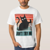 Probeer me niet, Moody Cat met mes Invitation T-shirt (Voorkant)