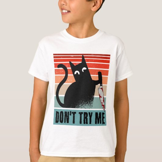 Probeer me niet, Moody Cat met mes Invitation T-shirt (Voorkant)